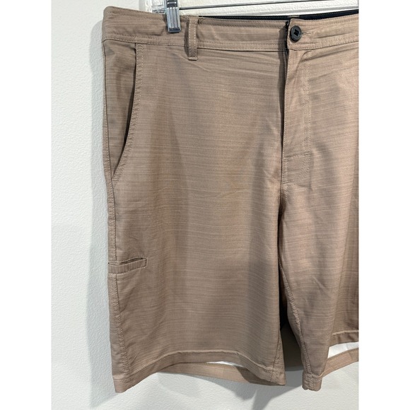 Dahui Hybrid Chino Short Men's Size 38 Beige Flat Front Slash Pocket Performance - Picture 3 of 8